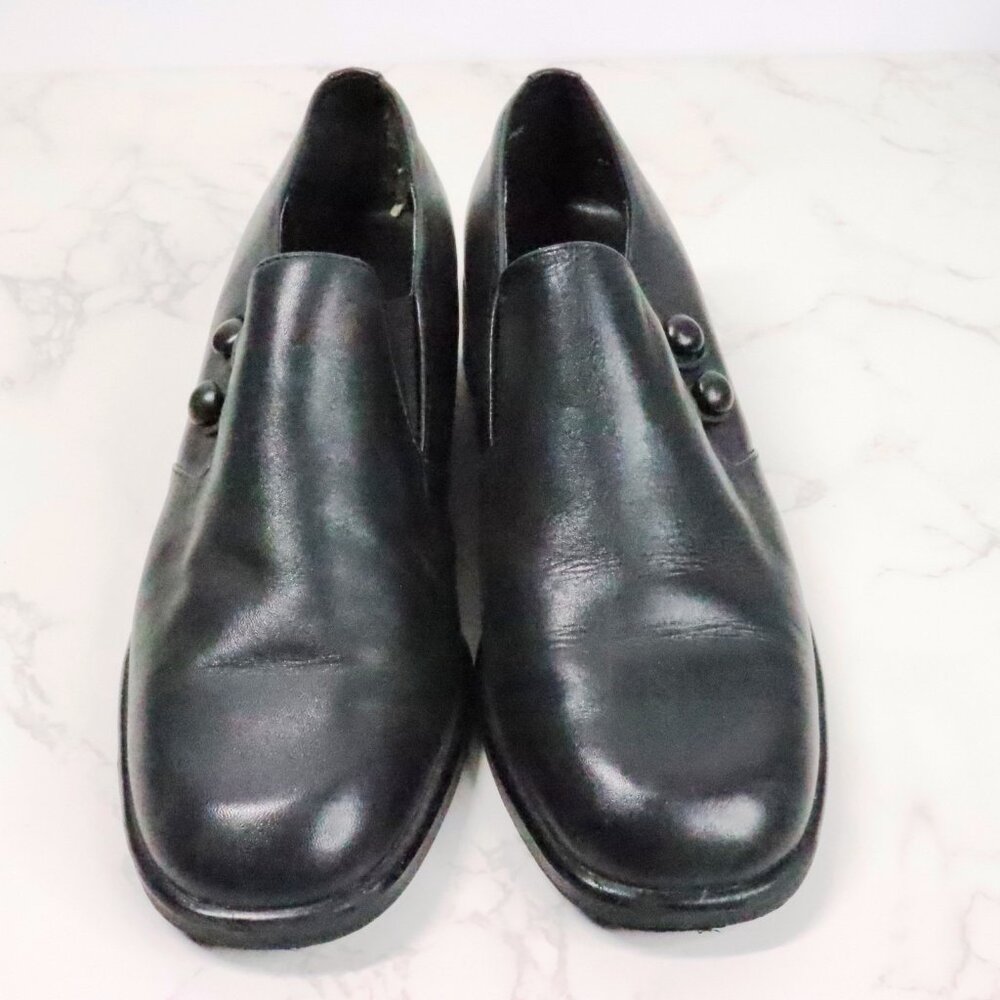 Croft & Barrow Womens 8M Katie Black Leather Chunky Y2K Square Toe Loafer Shoes - Picture 3 of 10